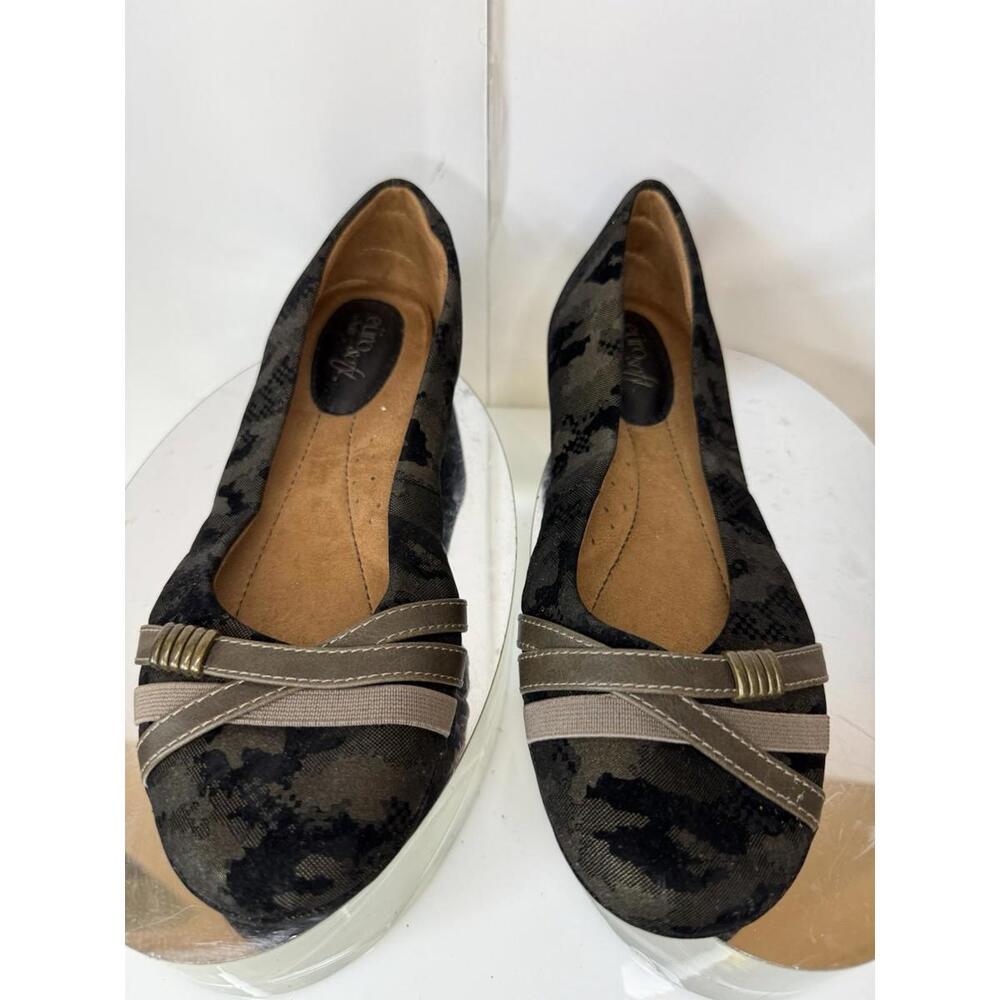 Eurosoft by Sofft Women's Sz 7.5 Shaina Black‎ Camouflage Ballet Flats Comfort